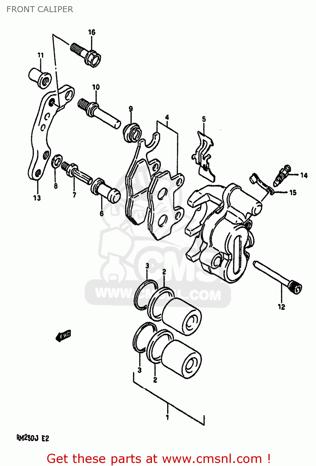 FRONT CALIPER RM250 1988 (J) UNITED KINGDOM FRANCE AUSTRALIA (E02 E04 E24)