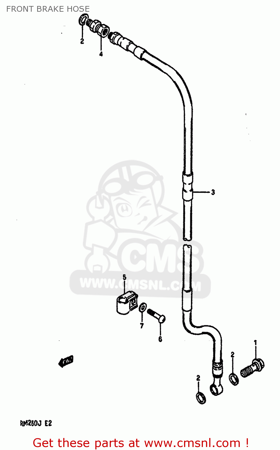 FRONT BRAKE HOSE RM250 1988 (J) UNITED KINGDOM FRANCE AUSTRALIA (E02 E04 E24)