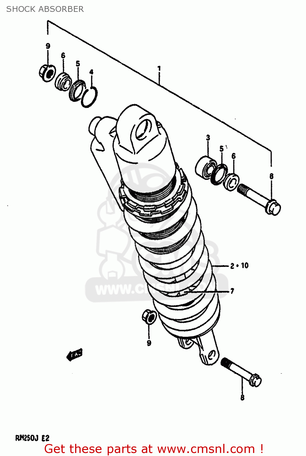 SHOCK ABSORBER RM250 1988 (J) UNITED KINGDOM FRANCE AUSTRALIA (E02 E04 E24)