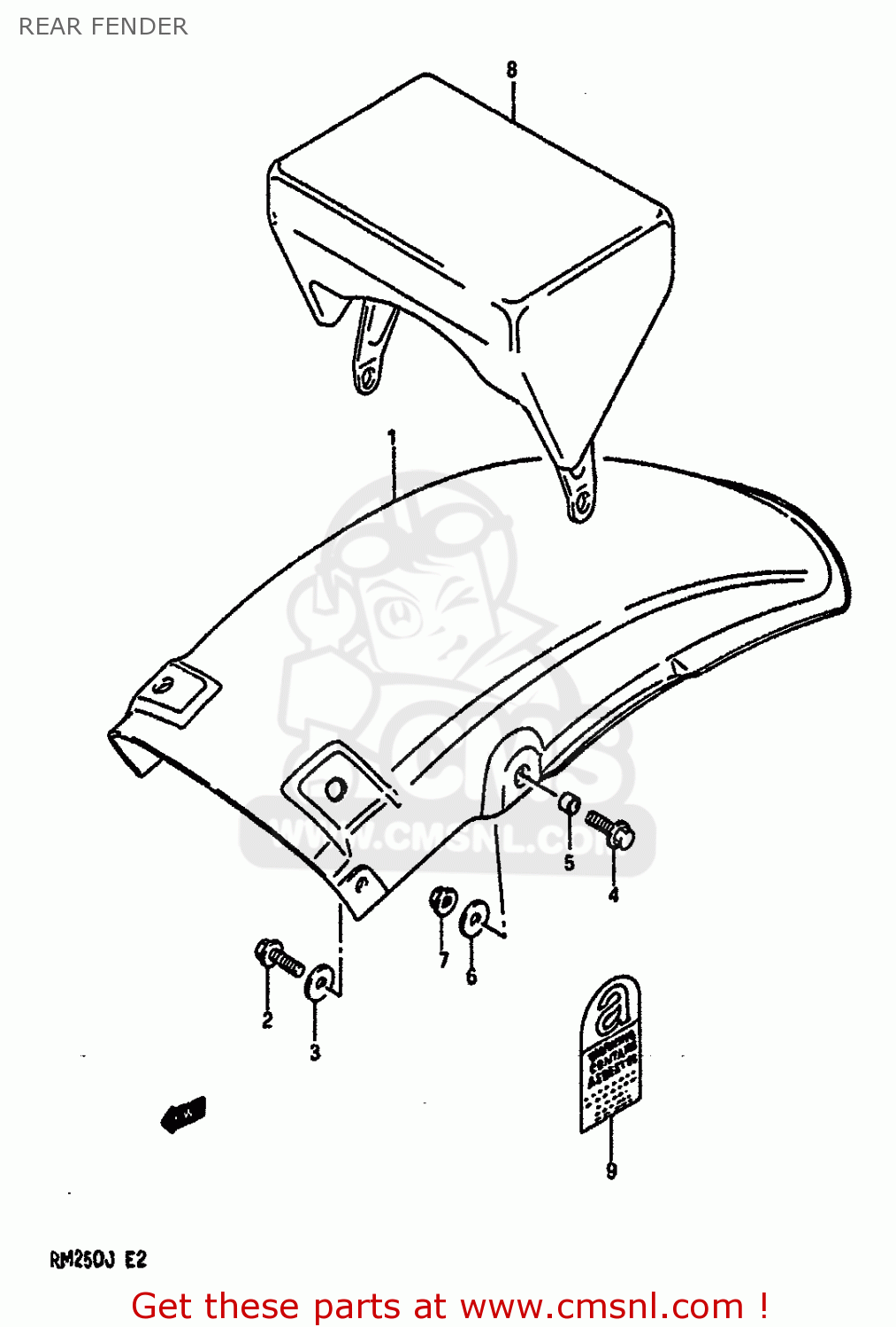 REAR FENDER RM250 1988 (J) UNITED KINGDOM FRANCE AUSTRALIA (E02 E04 E24)