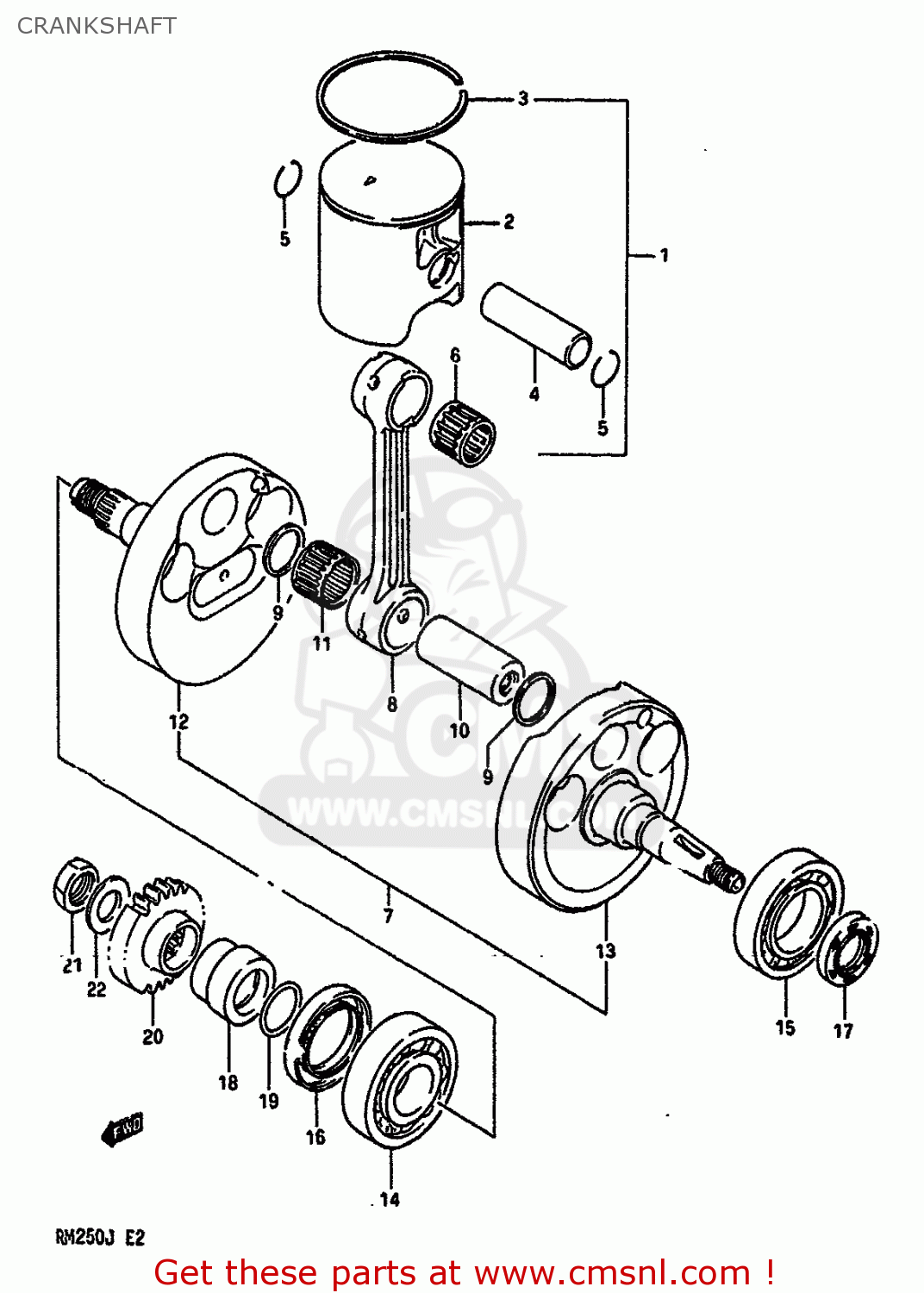 CRANKSHAFT RM250 1988 (J) UNITED KINGDOM FRANCE AUSTRALIA (E02 E04 E24)