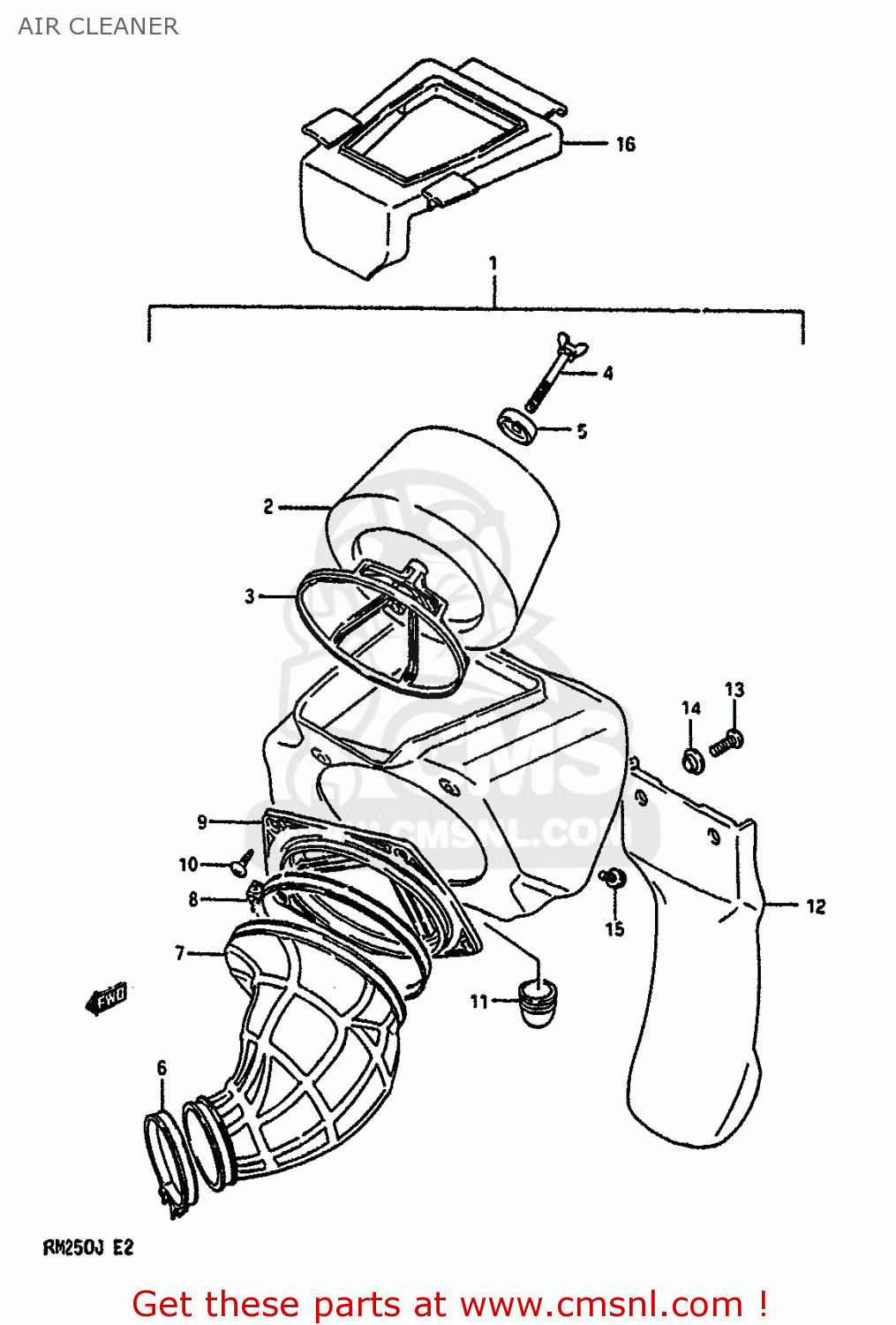 AIR CLEANER RM250 1988 (J) UNITED KINGDOM FRANCE AUSTRALIA (E02 E04 E24)