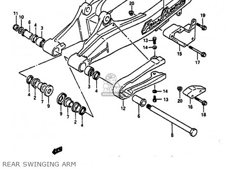 REAR SWINGING ARM - RM250 1988 (J) UNITED KINGDOM FRANCE AUSTRALIA (E02 E04 E24)