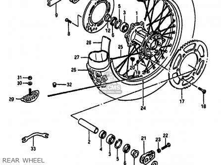 REAR WHEEL - RM250 1988 (J) UNITED KINGDOM FRANCE AUSTRALIA (E02 E04 E24)