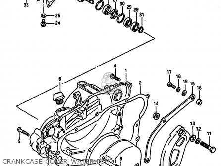 CRANKCASE COVER-WATER PUMP - RM250 1988 (J) UNITED KINGDOM FRANCE AUSTRALIA (E02 E04 E24)