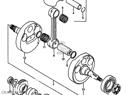 CRANKSHAFT - RM250 1988 (J) UNITED KINGDOM FRANCE AUSTRALIA (E02 E04 E24)