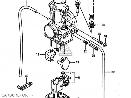 CARBURETOR - RM250 1988 (J) UNITED KINGDOM FRANCE AUSTRALIA (E02 E04 E24)