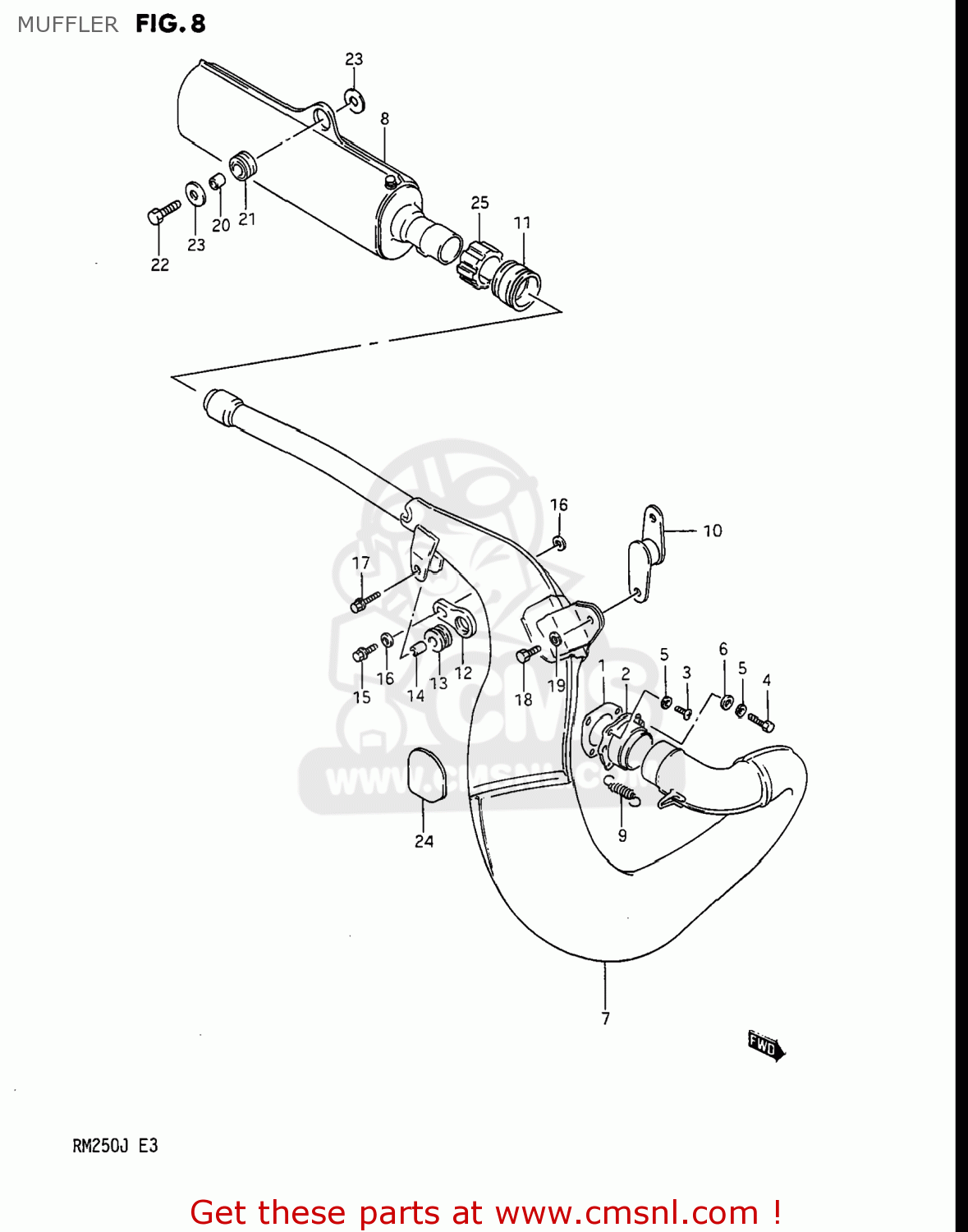 MUFFLER RM250 1988 (J) USA (E03)