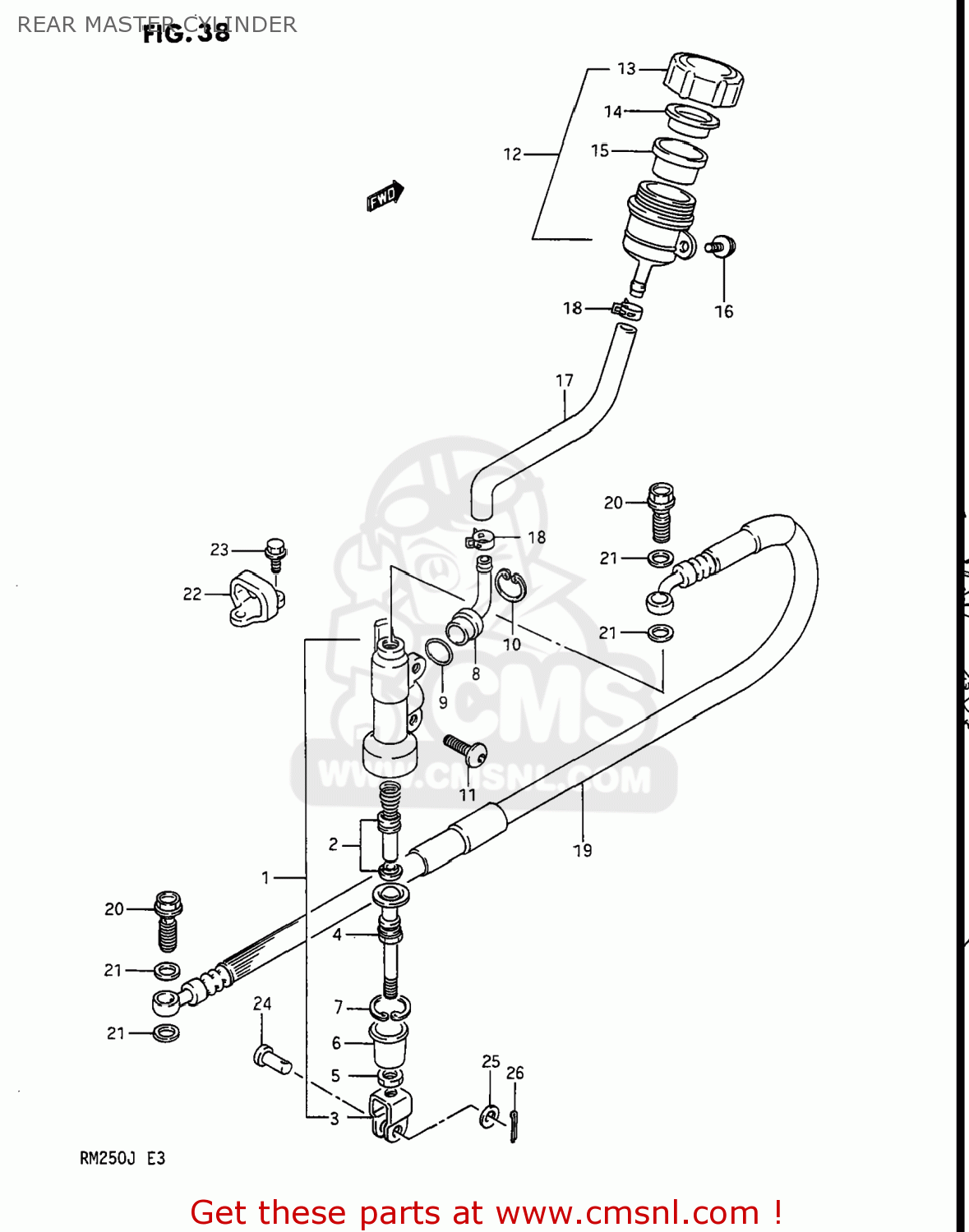 REAR MASTER CYLINDER RM250 1988 (J) USA (E03)