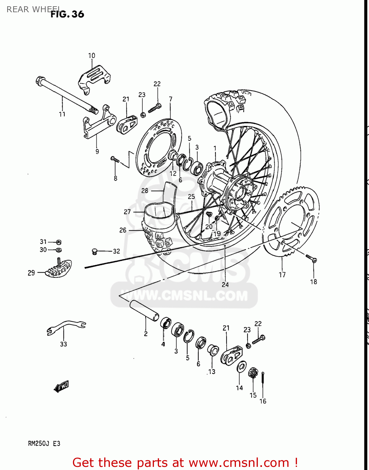 REAR WHEEL RM250 1988 (J) USA (E03)