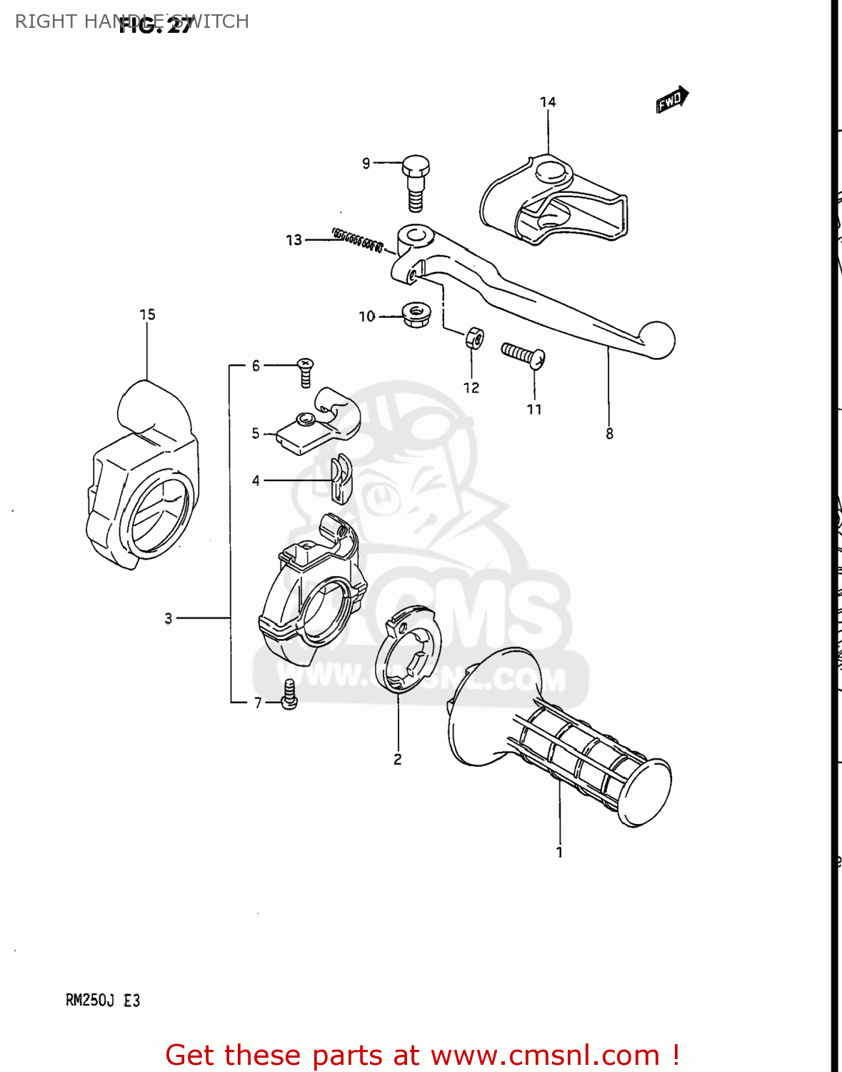 RIGHT HANDLE SWITCH RM250 1988 (J) USA (E03)
