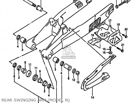 REAR SWINGING ARM (MODEL N) - RM250 1989 (K) UNITED KINGDOM FRANCE AUSTRALIA (E02 E04 E24)