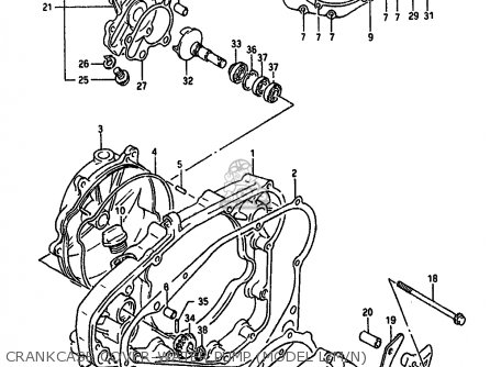 CRANKCASE COVER-WATER PUMP (MODEL L/M/N) - RM250 1989 (K) UNITED KINGDOM FRANCE AUSTRALIA (E02 E04 E24)