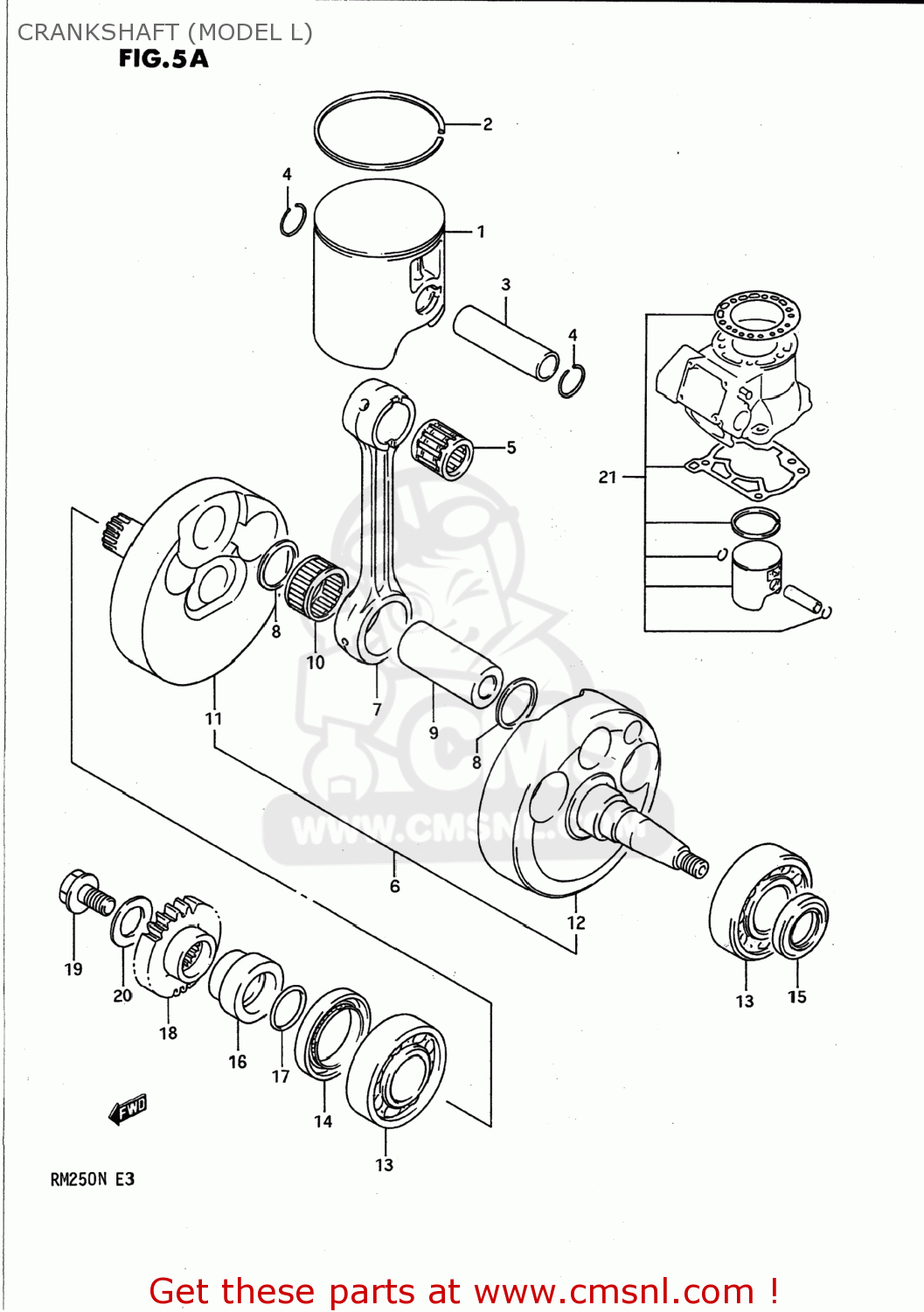 Suzuki RM250 1989 (K) USA (E03) CRANKSHAFT (MODEL L) - buy original ...