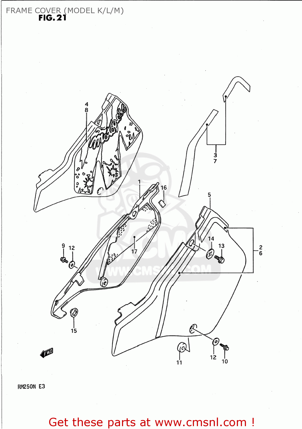 FRAME COVER (MODEL K/L/M) RM250 1989 (K) USA (E03)
