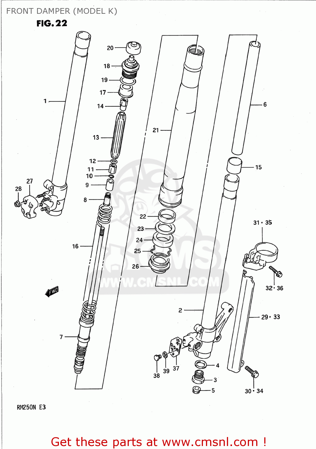 FRONT DAMPER (MODEL K) RM250 1989 (K) USA (E03)