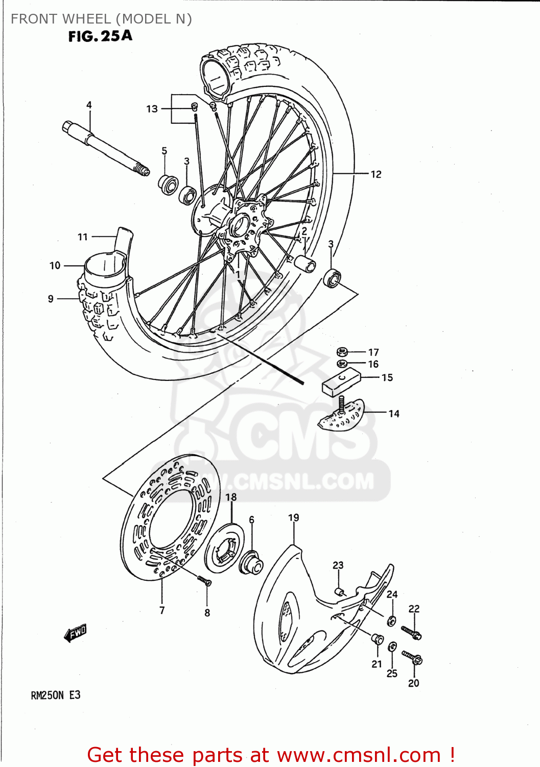 FRONT WHEEL (MODEL N) RM250 1989 (K) USA (E03)