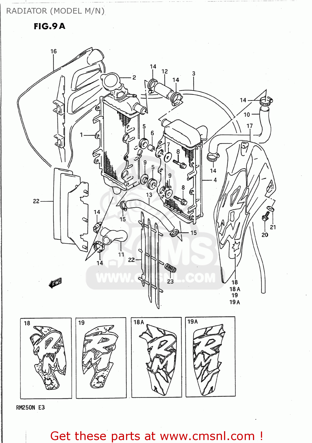 RADIATOR (MODEL M/N) RM250 1989 (K) USA (E03)