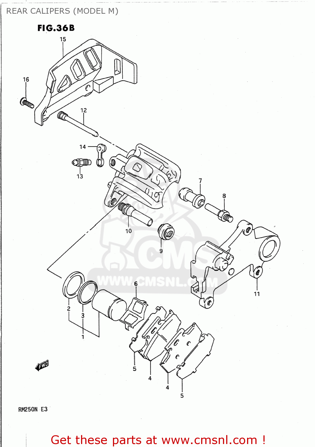 REAR CALIPERS (MODEL M) RM250 1989 (K) USA (E03)