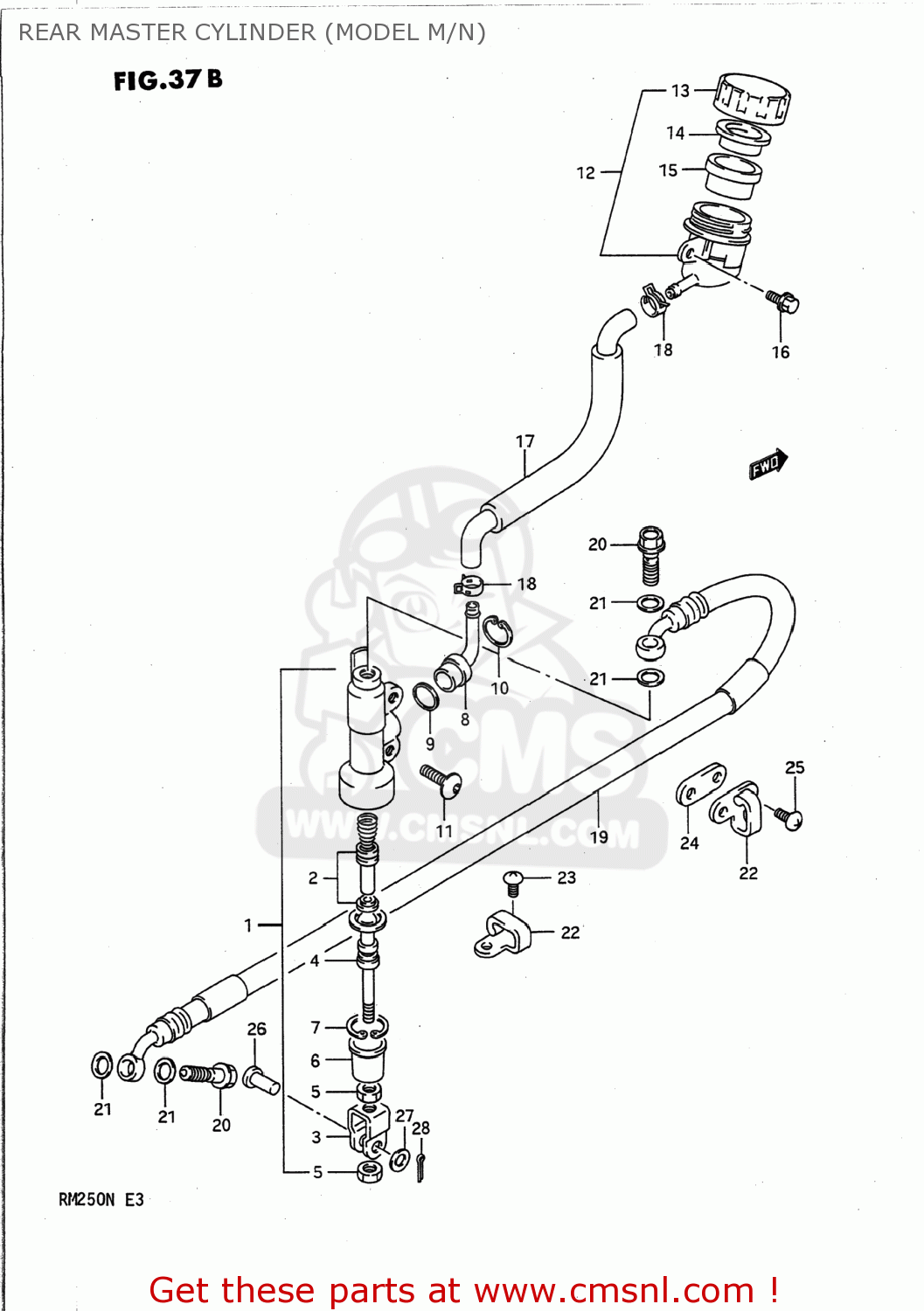REAR MASTER CYLINDER (MODEL M/N) RM250 1989 (K) USA (E03)