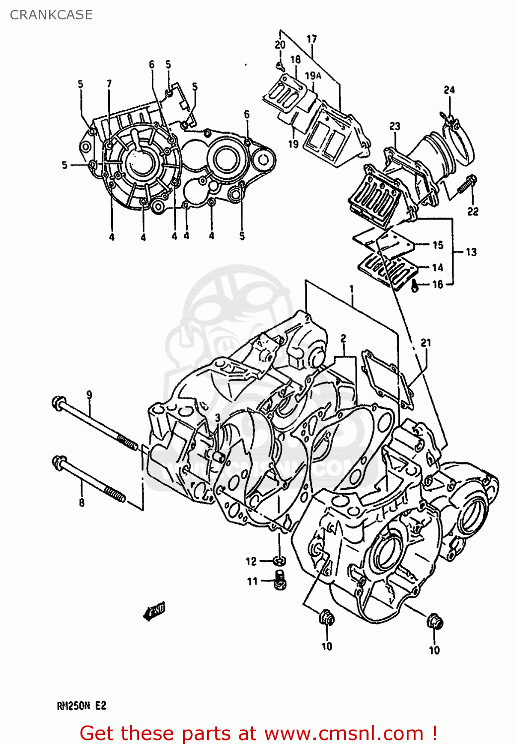 CRANKCASE RM250 1990 (L) UNITED KINGDOM FRANCE AUSTRALIA (E02 E04 E24)