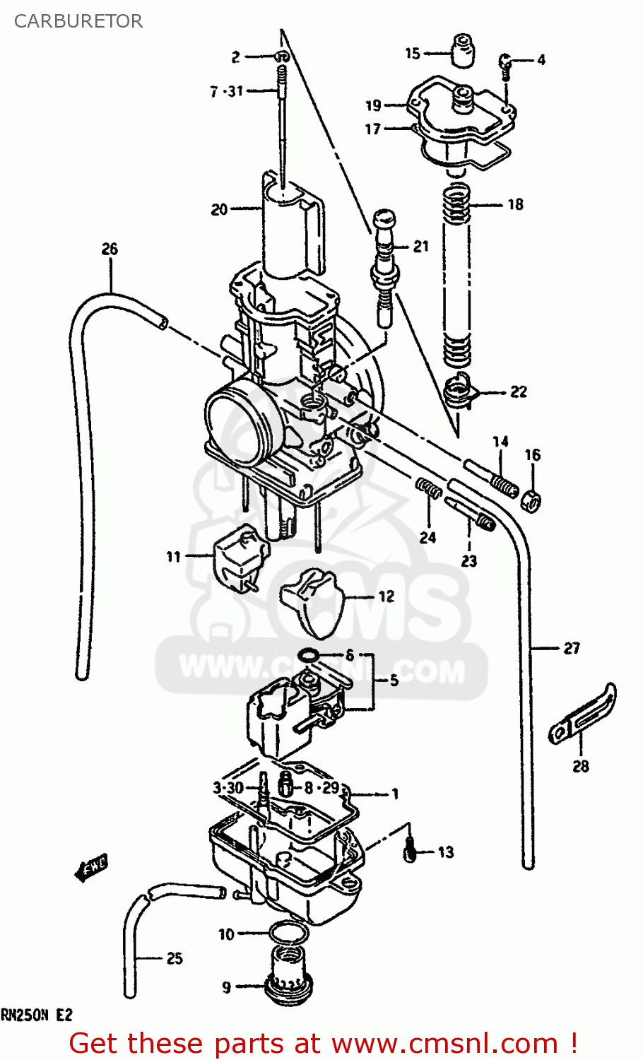 CARBURETOR RM250 1990 (L) UNITED KINGDOM FRANCE AUSTRALIA (E02 E04 E24)