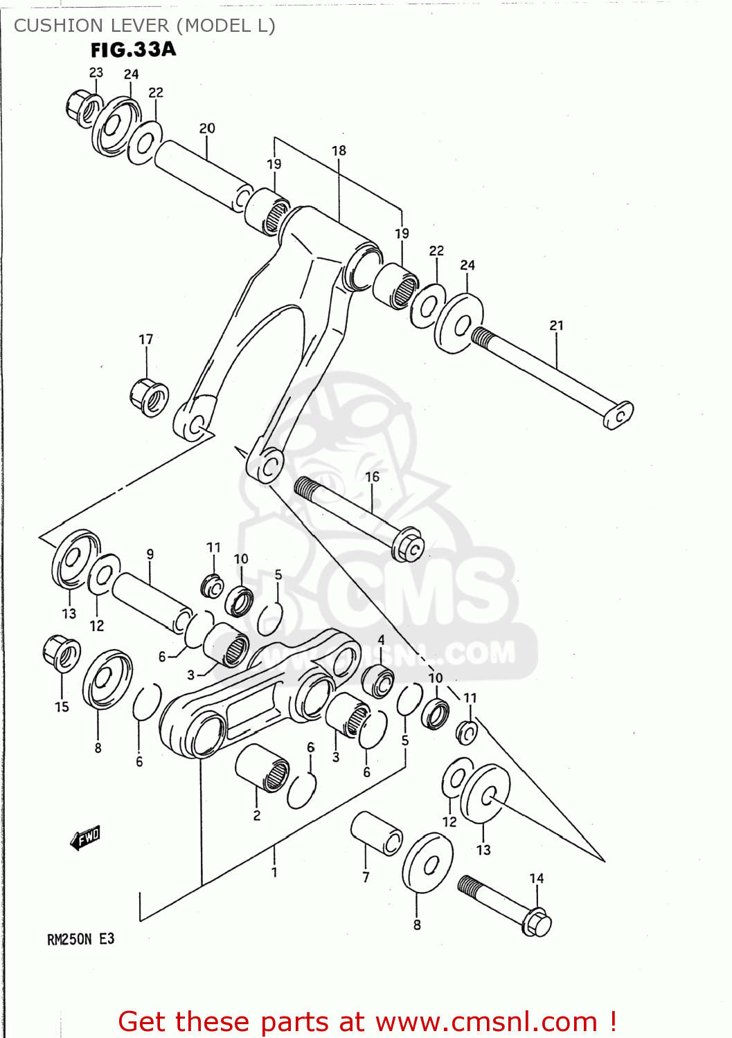 CUSHION LEVER (MODEL L) RM250 1990 (L) USA (E03)