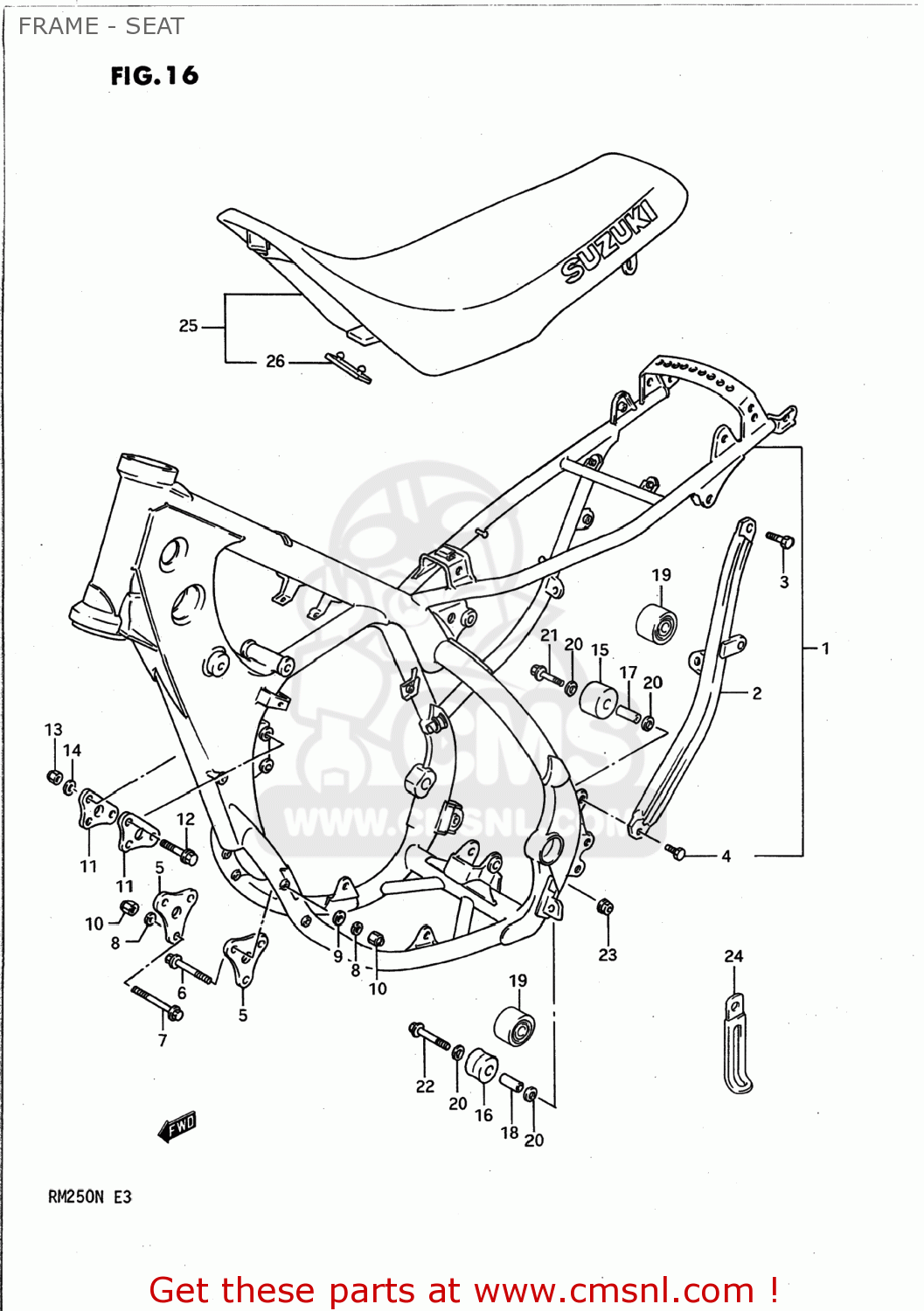 FRAME - SEAT RM250 1990 (L) USA (E03)