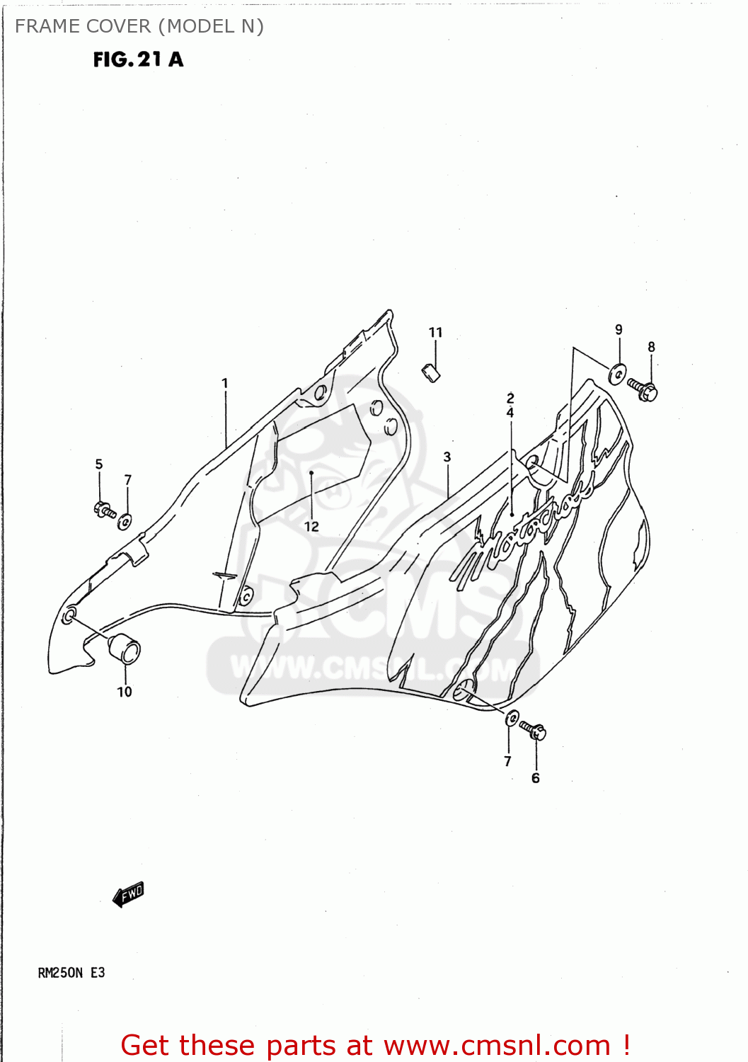 FRAME COVER (MODEL N) RM250 1990 (L) USA (E03)