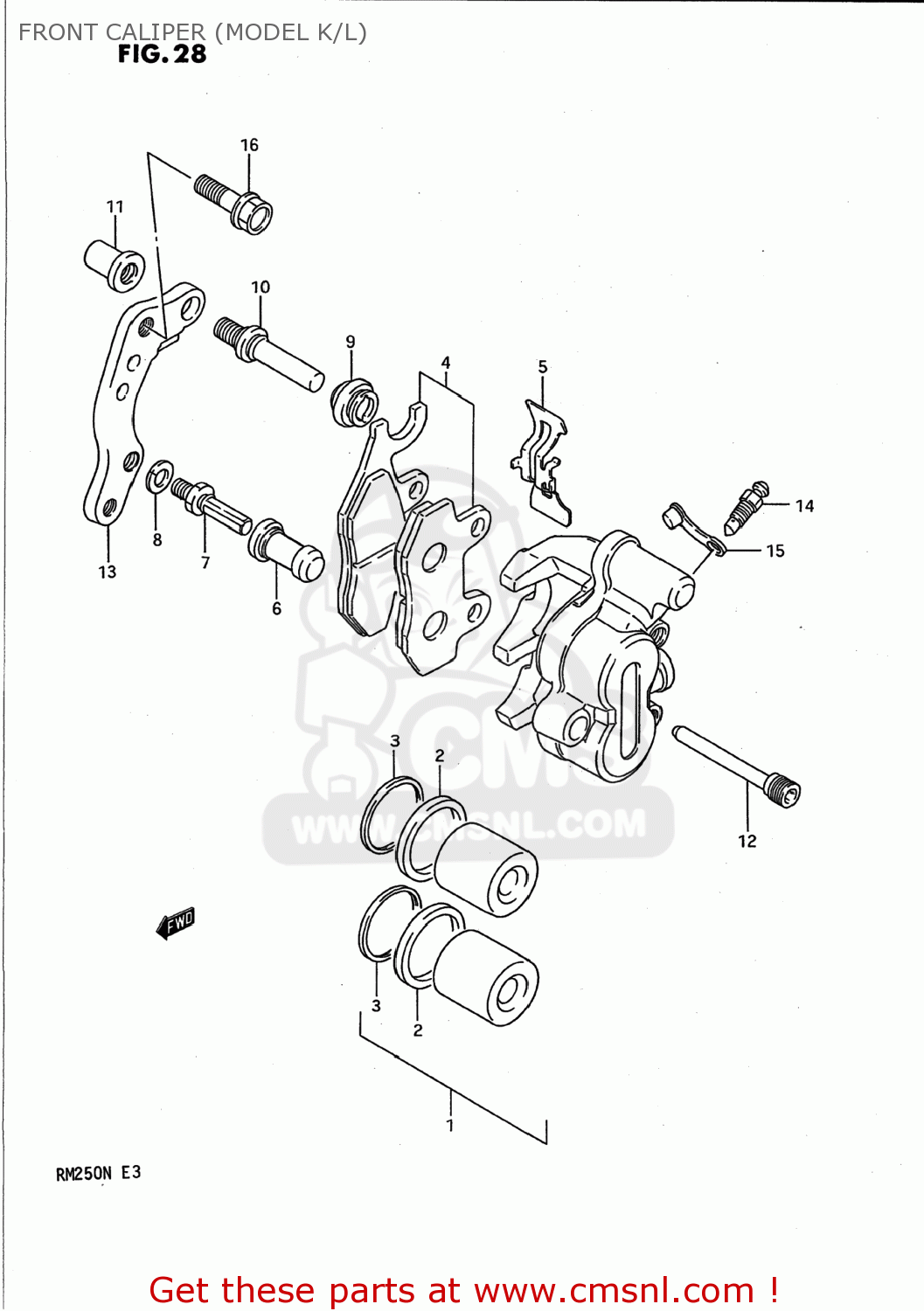 FRONT CALIPER (MODEL K/L) RM250 1990 (L) USA (E03)