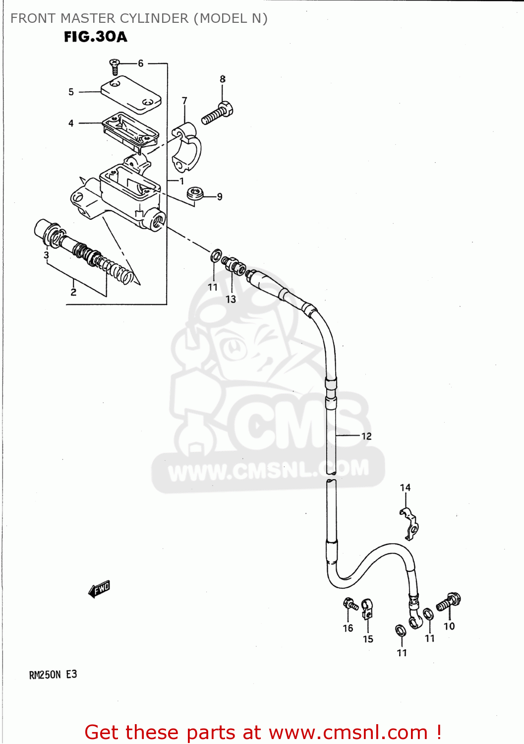 FRONT MASTER CYLINDER (MODEL N) RM250 1990 (L) USA (E03)
