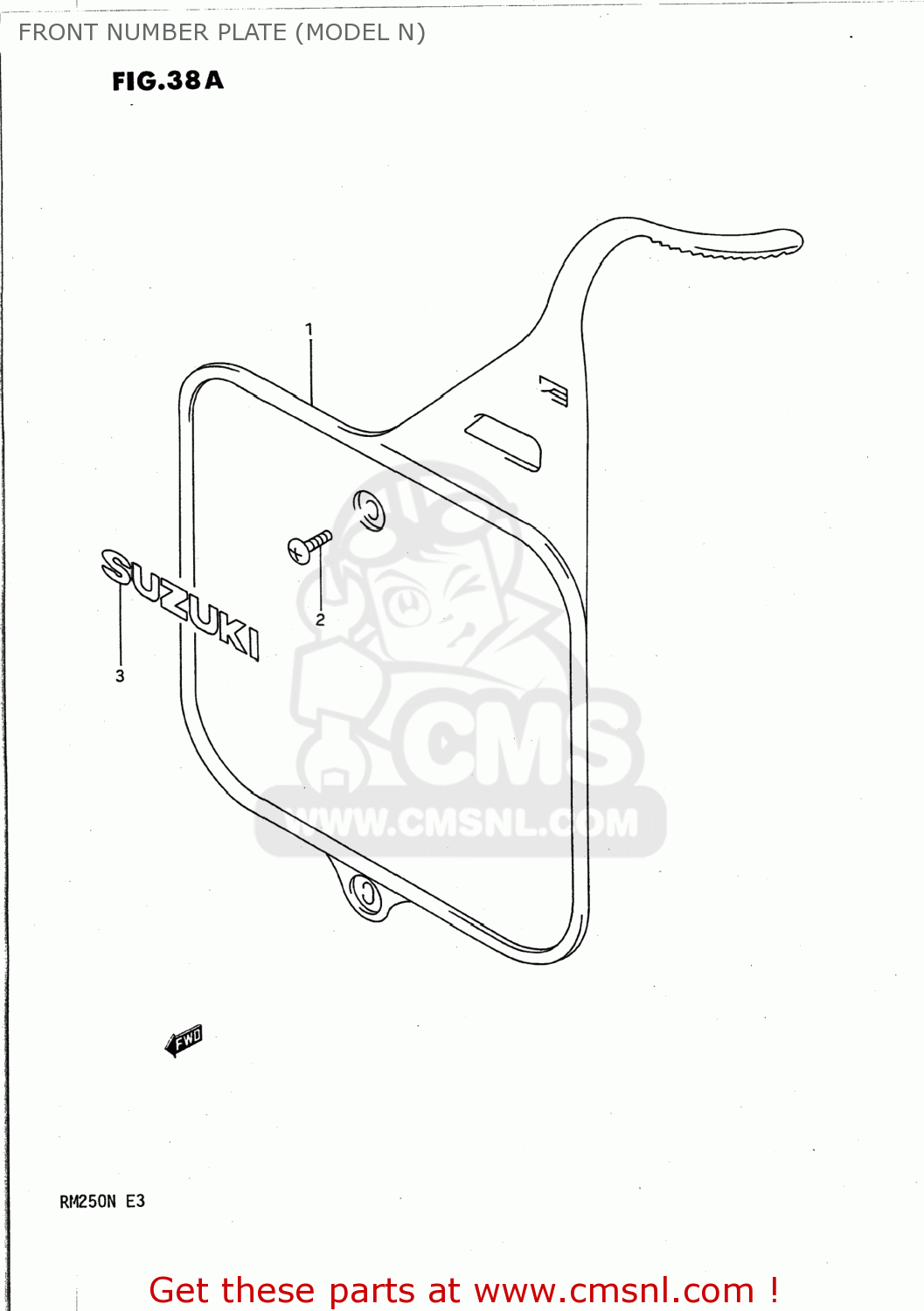 FRONT NUMBER PLATE (MODEL N) RM250 1990 (L) USA (E03)