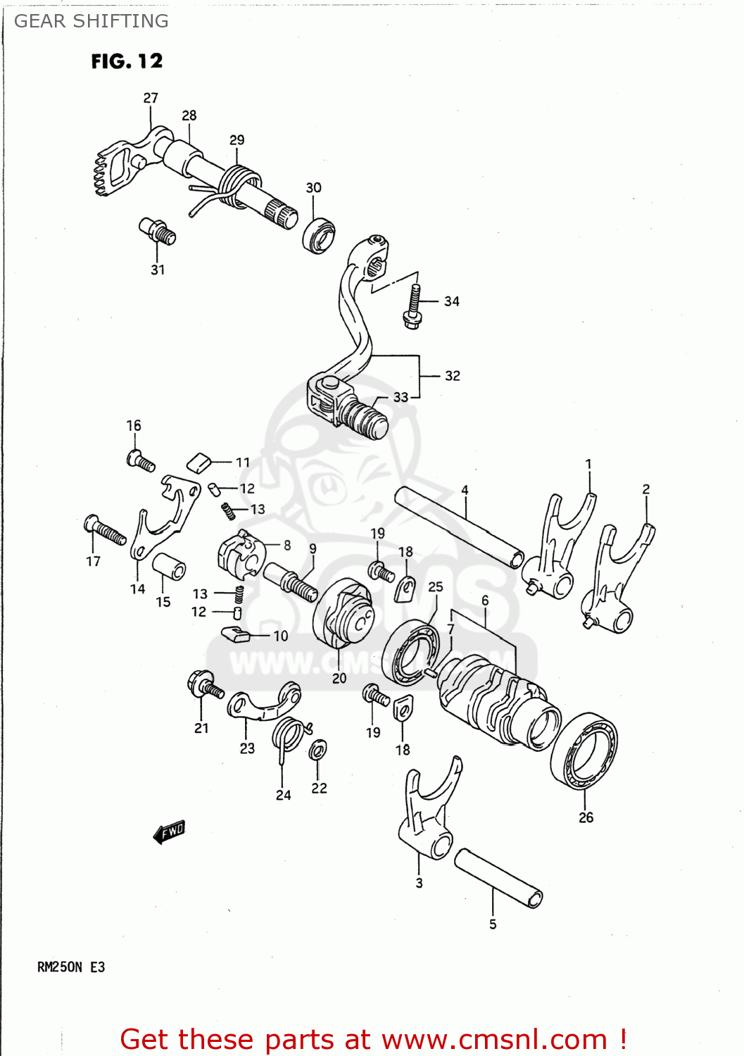 GEAR SHIFTING RM250 1990 (L) USA (E03)