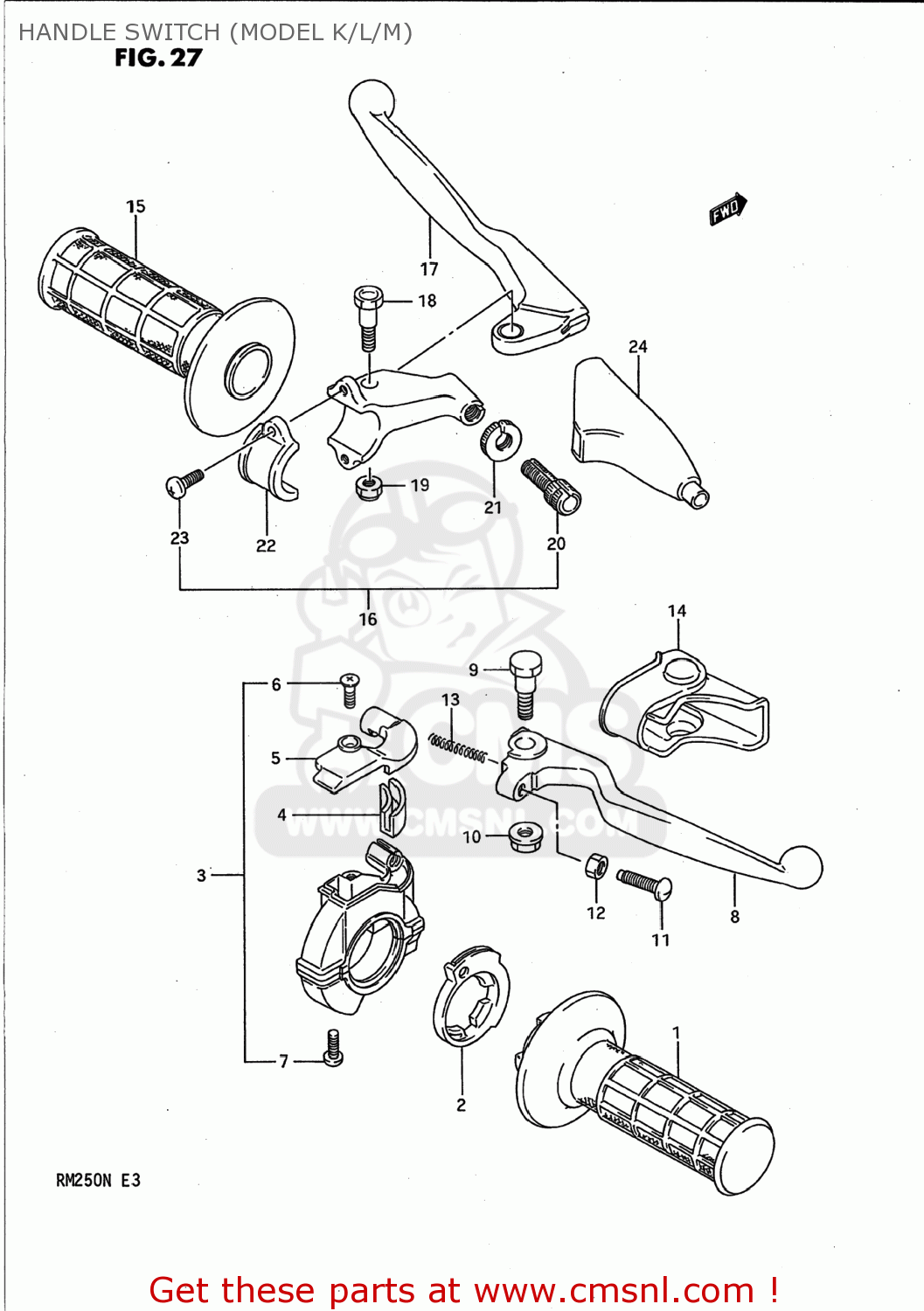 HANDLE SWITCH (MODEL K/L/M) RM250 1990 (L) USA (E03)