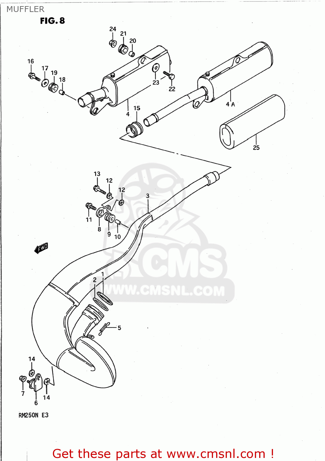 MUFFLER RM250 1990 (L) USA (E03)