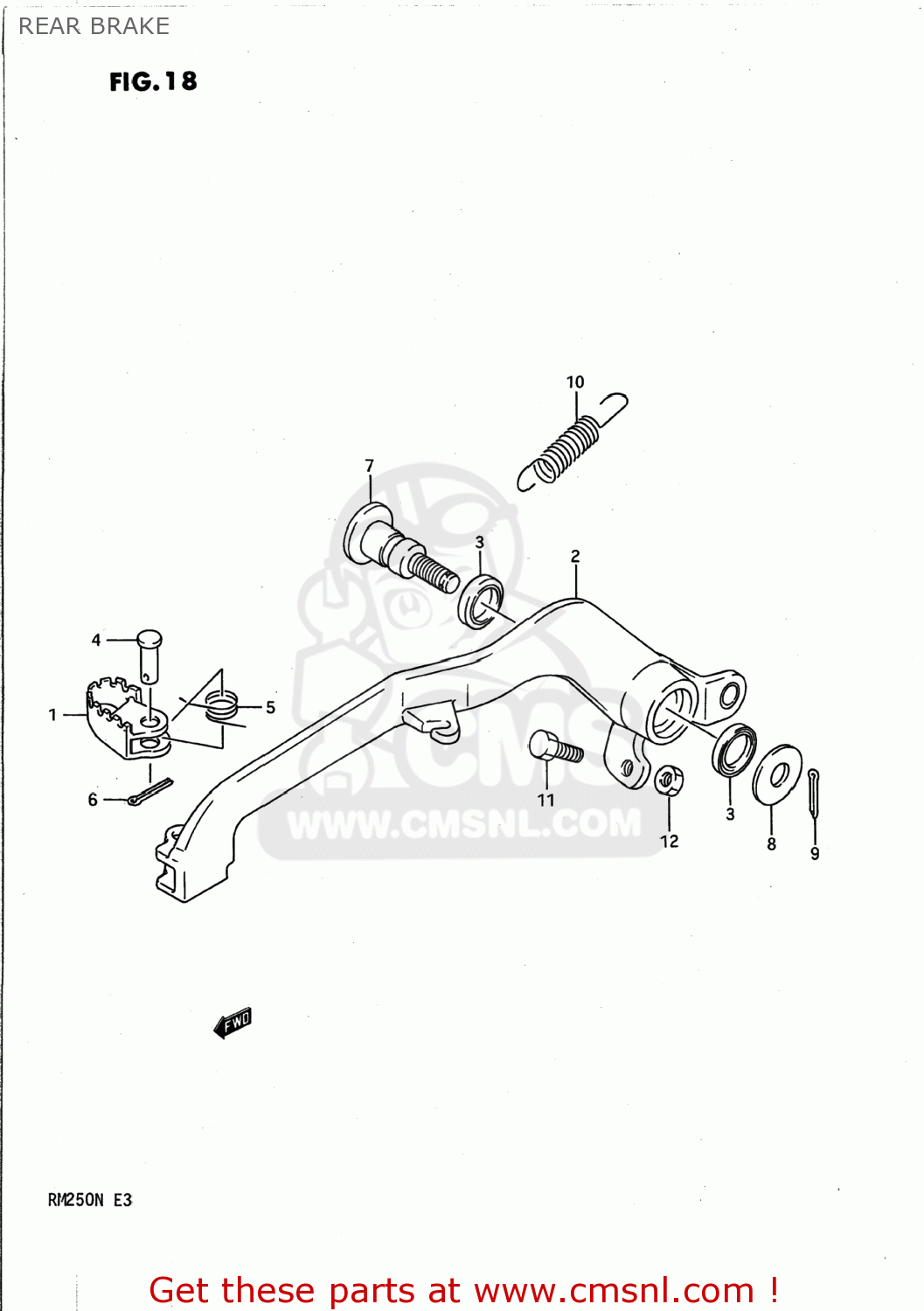 REAR BRAKE RM250 1990 (L) USA (E03)