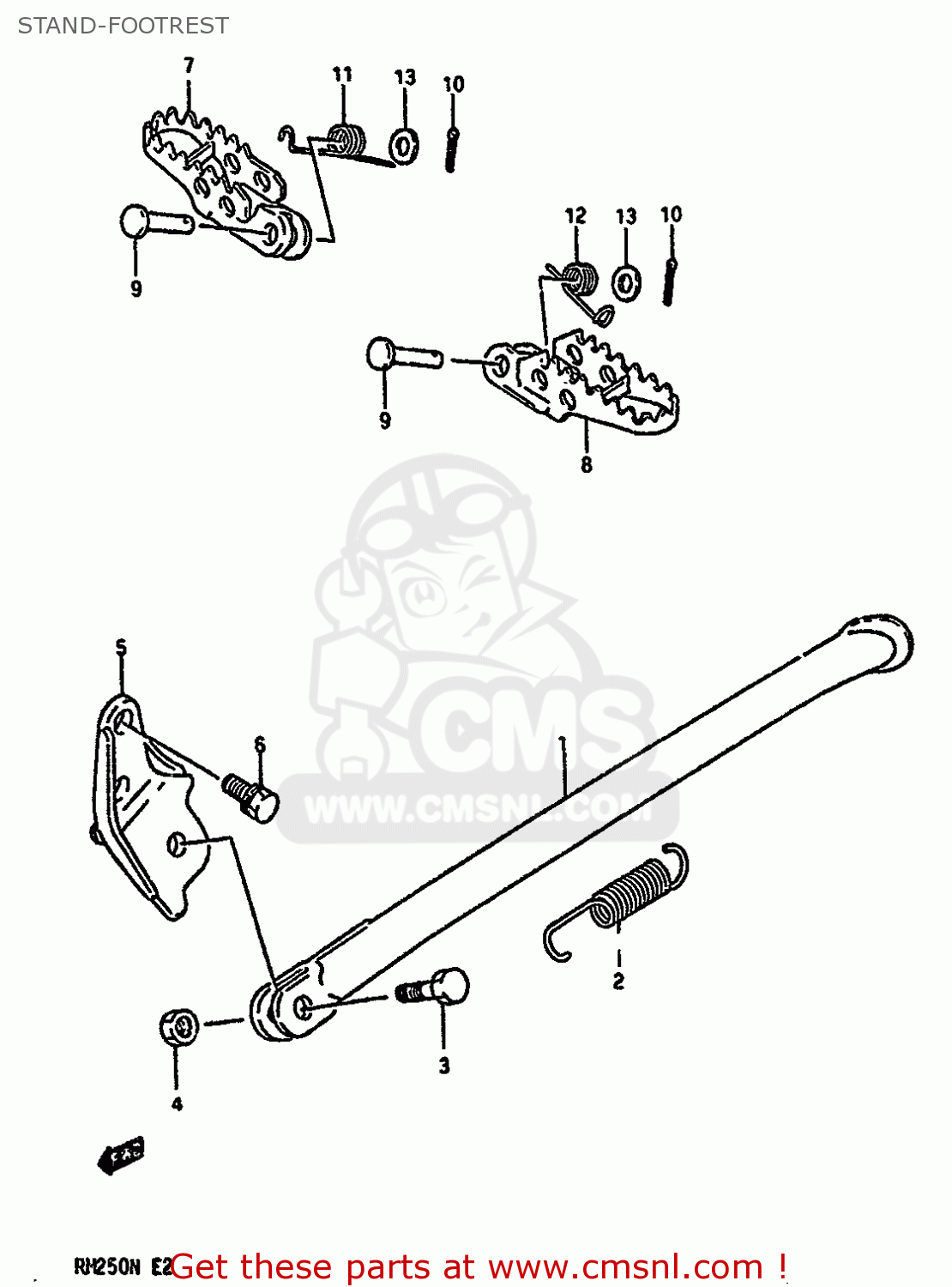 STAND-FOOTREST RM250 1991 (M) UNITED KINGDOM FRANCE AUSTRALIA (E02 E04 E24)