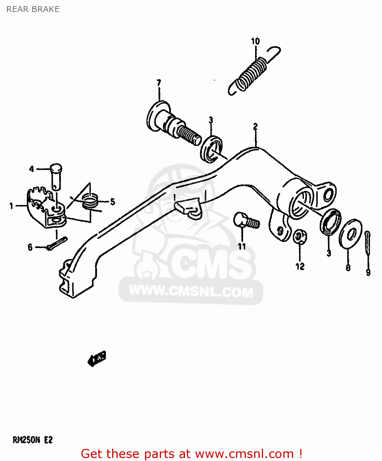 REAR BRAKE RM250 1991 (M) UNITED KINGDOM FRANCE AUSTRALIA (E02 E04 E24)