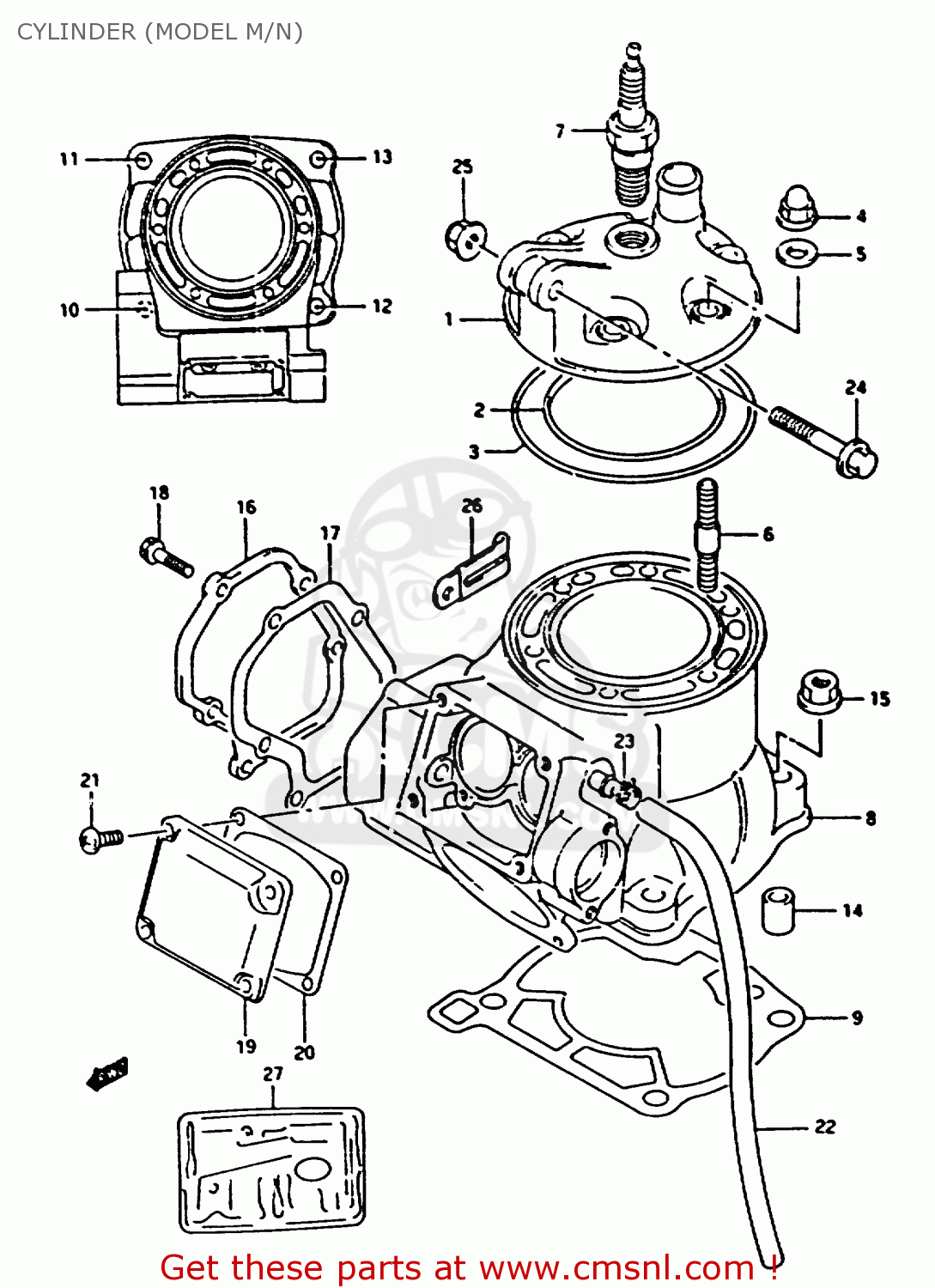 CYLINDER (MODEL M/N) RM250 1991 (M) UNITED KINGDOM FRANCE AUSTRALIA (E02 E04 E24)