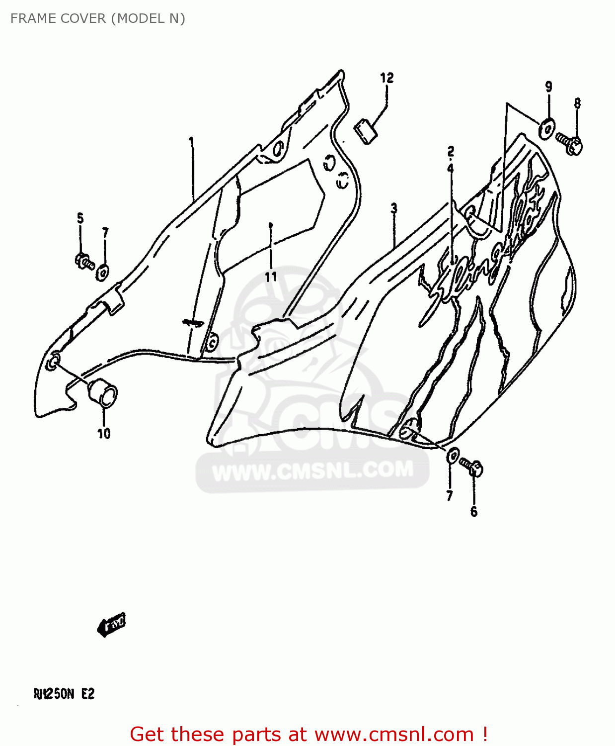 FRAME COVER (MODEL N) RM250 1991 (M) UNITED KINGDOM FRANCE AUSTRALIA (E02 E04 E24)
