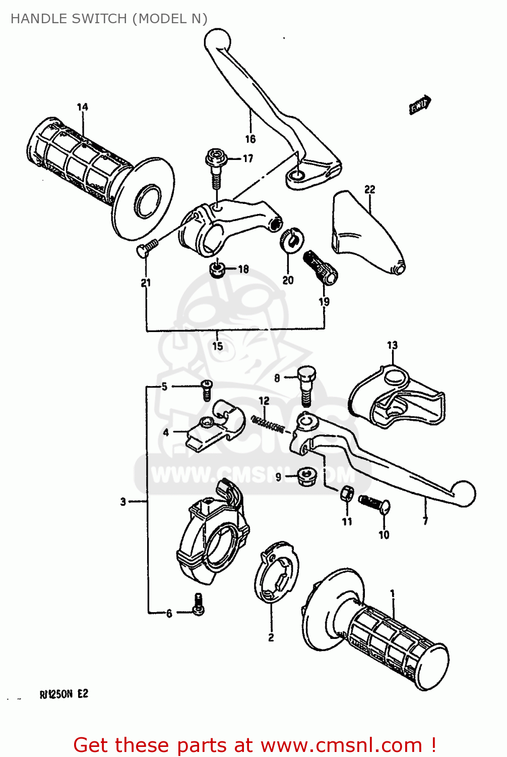 HANDLE SWITCH (MODEL N) RM250 1991 (M) UNITED KINGDOM FRANCE AUSTRALIA (E02 E04 E24)
