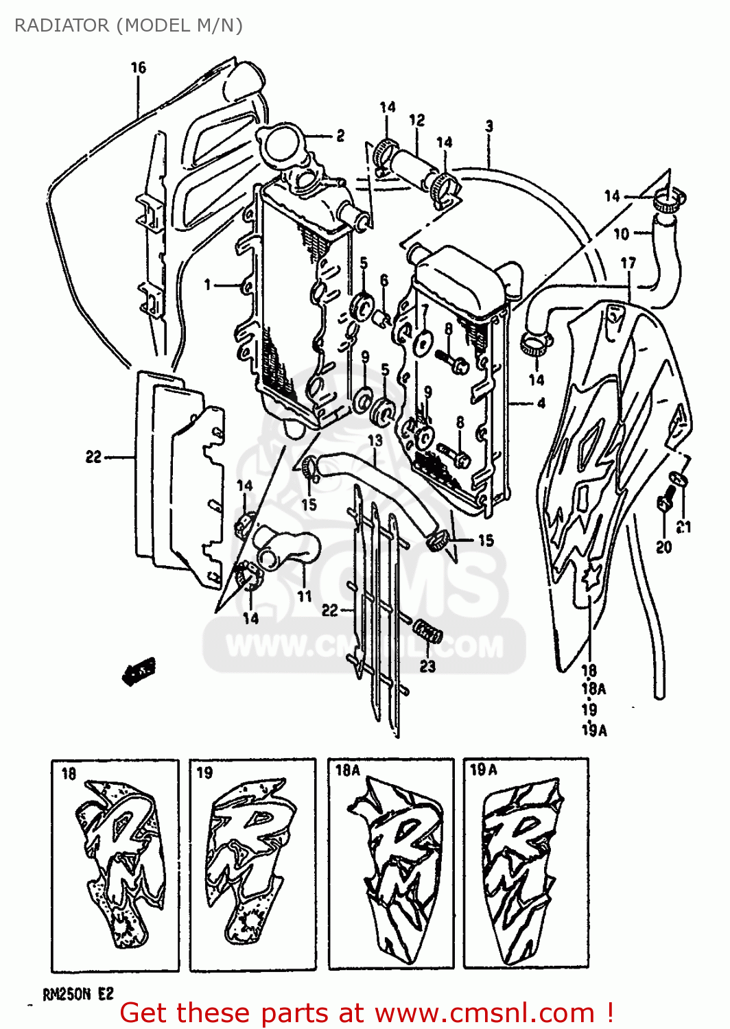 RADIATOR (MODEL M/N) RM250 1991 (M) UNITED KINGDOM FRANCE AUSTRALIA (E02 E04 E24)