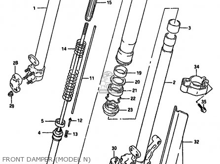 FRONT DAMPER (MODEL N) - RM250 1991 (M) UNITED KINGDOM FRANCE AUSTRALIA (E02 E04 E24)