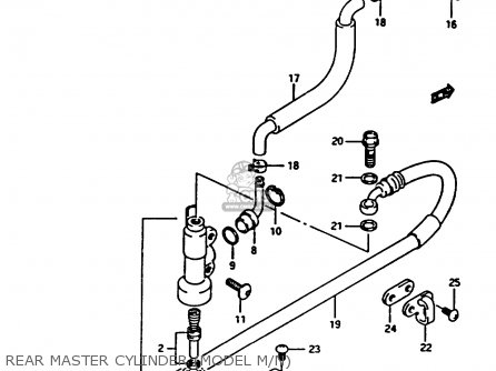 REAR MASTER CYLINDER (MODEL M/N) - RM250 1991 (M) UNITED KINGDOM FRANCE AUSTRALIA (E02 E04 E24)