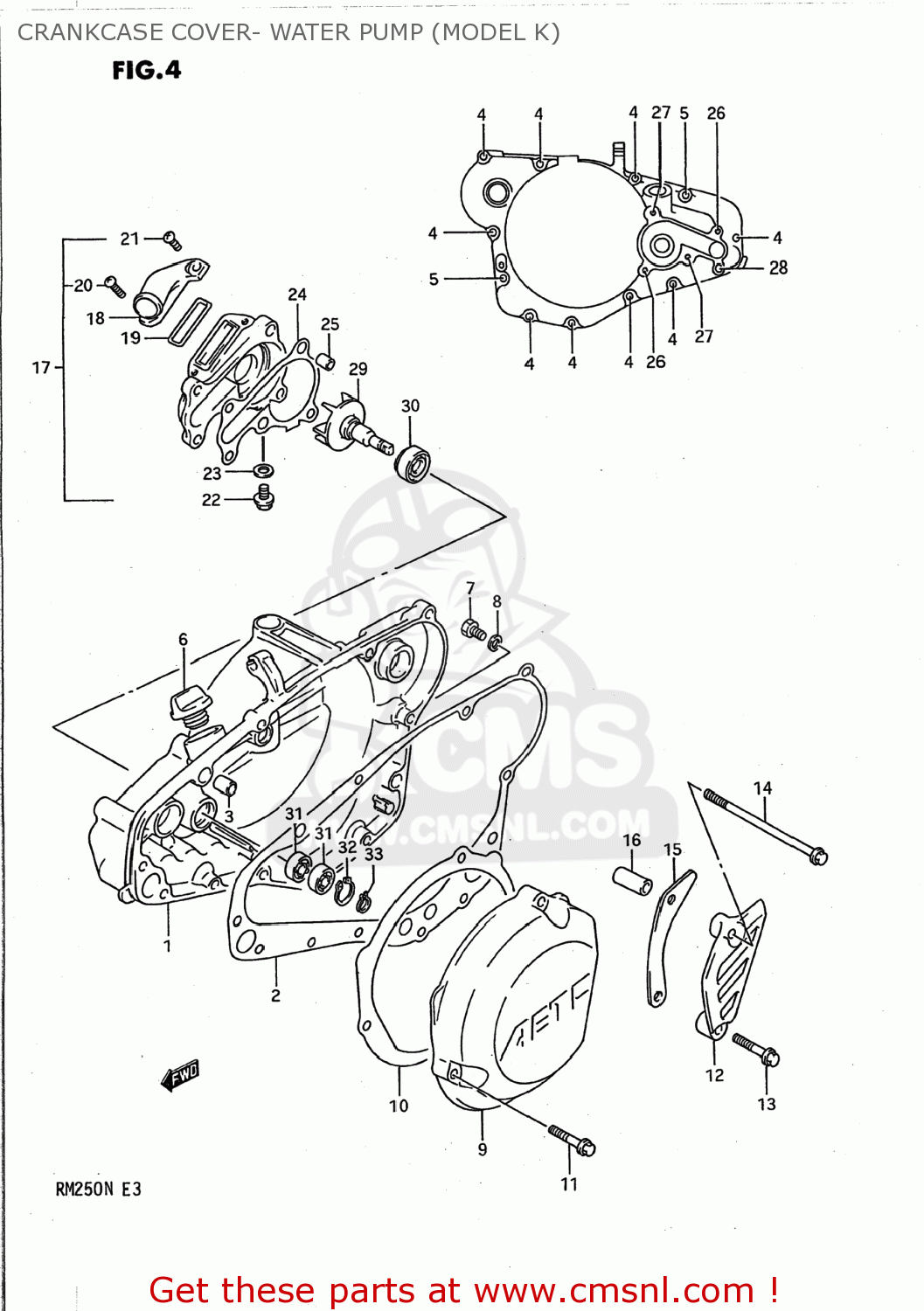 CRANKCASE COVER- WATER PUMP (MODEL K) RM250 1991 (M) USA (E03)