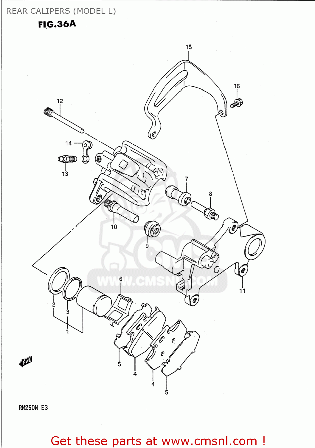 REAR CALIPERS (MODEL L) RM250 1991 (M) USA (E03)