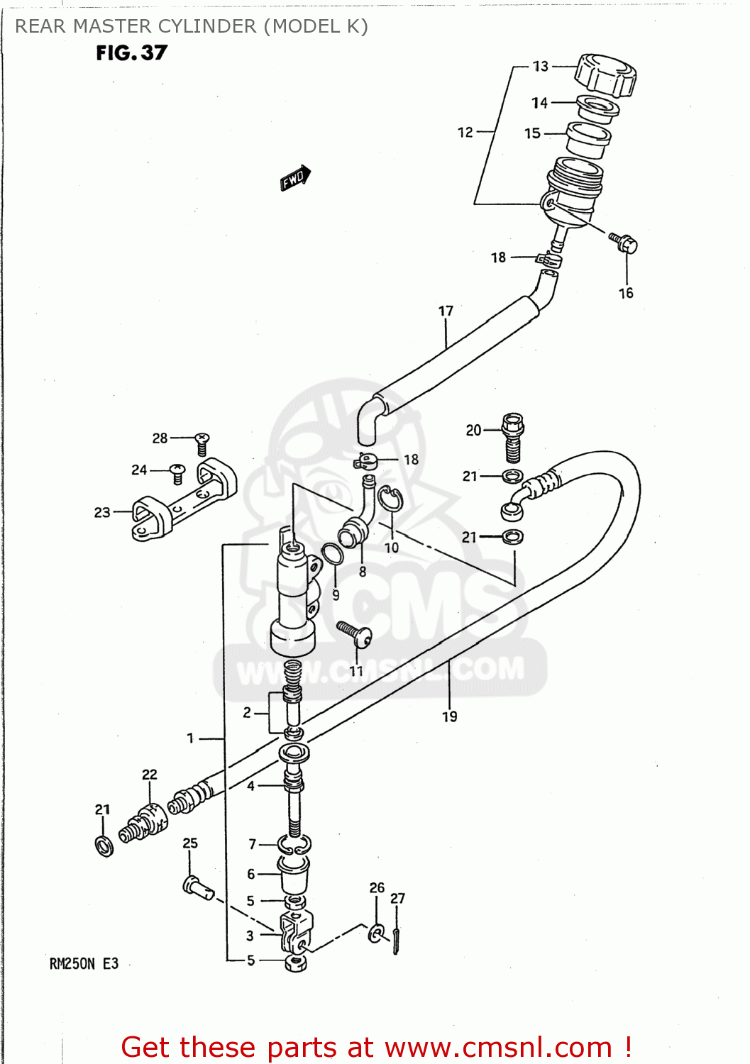 REAR MASTER CYLINDER (MODEL K) RM250 1991 (M) USA (E03)