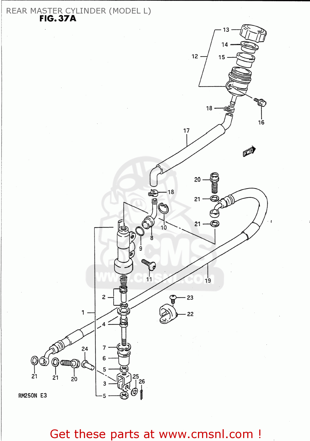 REAR MASTER CYLINDER (MODEL L) RM250 1991 (M) USA (E03)