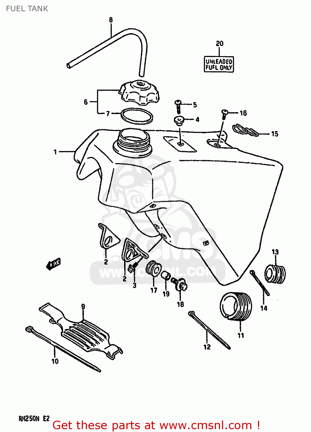 FUEL TANK RM250 1992 (N) UNITED KINGDOM FRANCE AUSTRALIA (E02 E04 E24)
