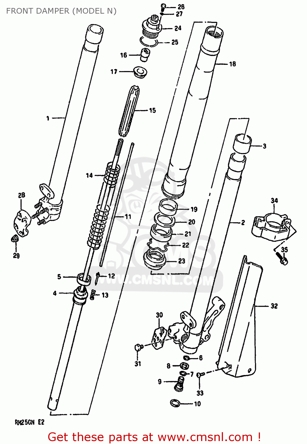 FRONT DAMPER (MODEL N) RM250 1992 (N) UNITED KINGDOM FRANCE AUSTRALIA (E02 E04 E24)